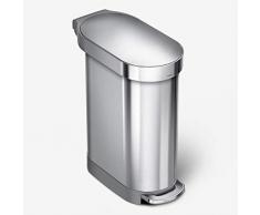simplehuman, cubo estrecho con pedal, acero inoxidable cepillado, 45 L