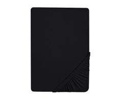 Biberna 77155/080/041 - Sábana bajera ajustable elástica, para una cama de 140 x 200 cm hasta 160 x 200 cm, color negro