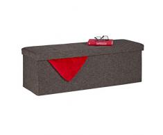 Relaxdays Banco de Almacenamiento Plegable y Acolchado con Divisor, 130 l, para Pasillo, Dormitorio, baÃºl, Color marrÃ³n y Gris, 50% Tablero de Fibra 40% poliÃ©ster 10% Espuma
