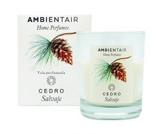 Ambientair Home Perfume. Vela aromÃ¡tica Cedro Salvaje, ambientador de cedro, Vela aromÃ¡tica para casa, Aromaterapia, Vela en vaso de cristal para interiores. DuraciÃ³n 30 horas.