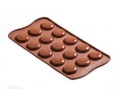 silikomart SCG21 Molde para Chocolate, 15 cavidades con Forma de Macaron, Color marrÃ³n