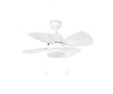 Faro Barcelona 33704 - MEDITERRANEO Ventilador de techo con luz ø90cms 4 Palas Blanco 1xe14 60w