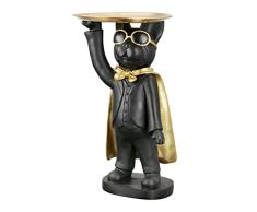 Casablanca Figura Decorativa de Resina â Perro Bulldog francÃ©s con Bandeja Negro Dorado â Regalo Mesa decoraciÃ³n Bandeja Llaves Altura 31 cm