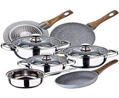 Bateria de cocina 7 piezas SAN IGNACIO Faro, acero inoxidable, con juego sartenes (22/24/26 cm) SAN IGNACIO Daimiel en aluminio forjado