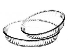 Borcam 1690038 Juego de 2 Redondo Claro Clase de Tarta Platos, 32 x 32 x 5 cm