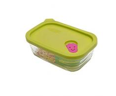 Lock Rectangular y llg323 Caja de almacenaje con Tapa-Tapa/Apta para microondas-Safe Cristal/Silicona, 360 ML