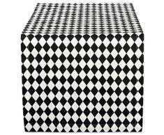 DII Camino de Mesa con Estampado de arlequÃ­n Negro y Crema, 14 x 72