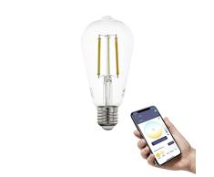 EGLO connect.z Smart Home bombilla LED E27, ST64, ZigBee, control de voz y de la aplicaciÃ³n, regulable, colores ajustable, 700 lÃºmenes, 6 vatios, vintage transparente