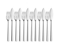 WMF Corvo Juego 6 Cubiertos para Pescado, Acero Inoxidable Mate, 12 Piezas