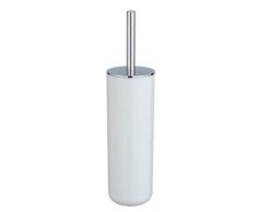 WENKO Tapa de WC Posa blanco/cromo - Escobillero para el inodoro, forma cerrada, plÃ¡stico, 7.5 x 37 x 7.5 cm, Blanco