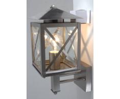 Näve Leuchten 118350 Castello - Lámpara de Pared para Exterior (no se Incluye Bombilla, 1 Casquillo E17, 60 W, Altura de 38 cm, Ancho de 15 cm, diámetro de 22 cm, Acero Inoxidable, Cristal y Metal)