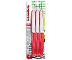 Kaimano KDN041506R Cuchillos de LÃnea, Acero Inoxidable, Rojo, 28x10x3 cm, 6 Unidades