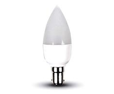 Merriway Ltd 3 W casquillo de bayoneta vela LED bombilla, equivalente a 25 W color blanco cálido (Pack de 5), cristal, B15d, 3 vatios, pack de 5