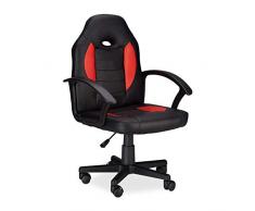 Relaxdays Silla Gaming XR7 Ergonómica, Piel Sintética, Rojo, 90 x 57 x 50 cm