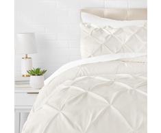 AmazonBasics - Juego de cama con colcha fruncida en pellizco, 135 x 200 cm , Crema