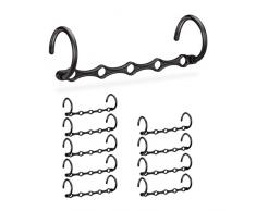 Relaxdays Pack 10 Perchas Ahorra Espacio, Organizador Armario, Horizontal-Vertical, Colgador Múltiple, PP, 37 cm, Negro