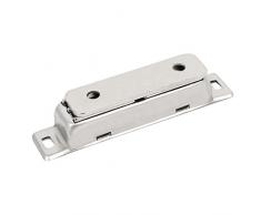 sourcing map Pestillo magnÃ©tico para Puerta de Armario de Acero Inoxidable Tono Plata 80x17x13mm
