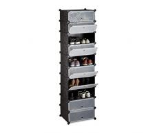Relaxdays Zapatero con 10 Niveles, Negro, 102x102x121 cm