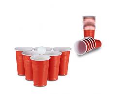 Relaxdays Vasos Beer Pong, Pack, Fiestas, PlÃ¡stico, 16 oz, para Bebidas o Cerveza o CÃ³cteles, Rojo, 50 Unidad (Paquete de 1)