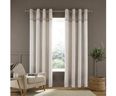 Catherine Lansfield Melville - Cortinas con Ojales de Textura Tejida de 90 x 90 Pulgadas, Color Natural