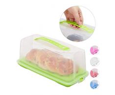 Relaxdays Porta Tartas Rectangular, Recipiente para Pasteles con Tapa, Cake Box, PP, 15 x 37 x 16 cm, Verde