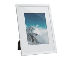 SONGMICS Marco de Fotos, Portafotos, para la Foto de21 x 29,7 cm (sin Forro) y la Foto de 15,2 x 20,3 cm (con Forro), Frente de Cristal, Blanco RPF011W01
