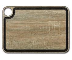 Arcos Tabla de Corte con Canal en Fibra de Celulosa y Resina, MarrÃ³n, 33 x 23 cm x 6.5 mm (Espesor), 18/8 Stainless Steel