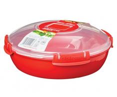 Sistema Microwave - Plato con Tapa para microondas, 21 cm de diÃ¡metro, Color Rojo