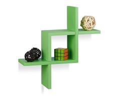 Relaxdays Balda Pared Geométrica, Madera MDF, Verde, 40 x 40 x 12 cm