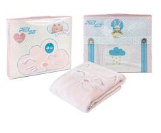 Piel,S.A. Baby - 6277-63, Manta Bebe, Manta Bebe Bordada, Manta Bebe Cuna, Manta Bebe Dormitorio, Manta Bebe Suave, Manta Cuna Bebe, Color Rosa, Tamaño 80 X 110