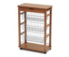 Arredamenti Italia Carrito de Cocina RAIKON, Madera - 3 cestas - Cajón - Color: Madera de Cerezo Ar-It il Cuore del Legno