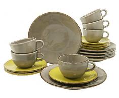 Creatable 14342Â Serie Organic Elements, Vajilla, 18Â Piezas, Porcelana, Barro/Verde, 34Â x 30Â x 26,5Â cm, 18Â Unidades