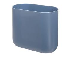 iDesign Cubo de basura para baño, papelera pequeña de plástico, bote de basura estrecho y sin tapa para baño, cocina y oficina, azul