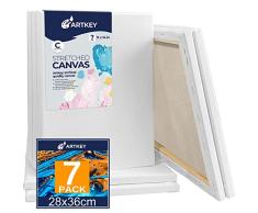Lienzo estirado para pintar de 28 x 36 cm, paquete de 7 unidades, 300 g/m², triple imprimación, sin ácidos, 100% algodón, lienzos de arte en blanco para acrÃlicos, verter pintura al óleo y acuarela