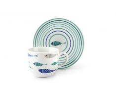 Excelsa North Sea Juego de 6 Tazas de cafÃ© con platillo, Porcelana