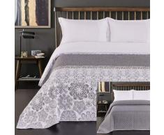 DecoKing 12246 Alhambra - Colcha (170 x 270 cm), Color Acero, Plateado y Blanco