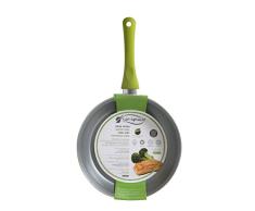 San Ignacio SARTEN 24m Antiadherente con Mango Soft Touch Lima, Acero, Verde, 24x11x7 cm