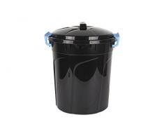 Cofan Cubo Basura con Asas, Metal, Negro, 47.00x47.00x57.00 cm