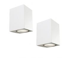 Pack 2 - Wonderlamp Aplique de pared exterior Classic, 1 Luz GU10, Impermeable IP 44, LÃ¡mpara Exterior Moderno, Blanco Mate