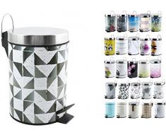 MSV Brest Cubo de Basura Decorado, Gris, 25 x 17 cm