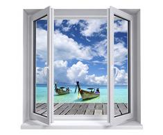 Ambiance Sticker Pegatinas Adhesivas Efecto 3D de Pirogues y Ponton- DecoraciÃ³n de Pared para habitaciÃ³n y salÃ³n, 60 x 60 cm