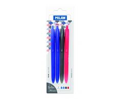 Milan Boligrafos P1 Touch 1mm, 2 Azul, 1 Negro, 1 Rojo, Multicolor, PequeÃ±o, 4