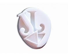silikomart 71.192.00.0096 - Molde de Silicona para Pasta de azúcar SLK092 Letra J en Color Blanco