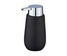 WENKO Dispensador de jabón Badi negro - Dispensador de jabón líquido Capacidad: 0.32 l, Cerámica, 9.5 x 16 x 8 cm, Negro
