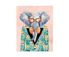 Declea Cuadro moderno estampado pop art Elephant Flowers - decoración moderna para el hogar marco para el salón decoración del hogar