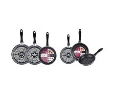 Magefesa K2 Gransasso set de 3 sartenes 20/26/28cm acero vitrificado exterior gris + K2 Gransasso Juego de 3 sartenes 18/20/24cm de acero vitrificado exterior gris moteado