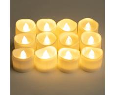 koopower 12 velas LED, velas de té, sin llama, eléctrica, con pilas, decoración para Navidad, árbol de Navidad, Pascua, boda, fiesta, boda (pilas incluidas)
