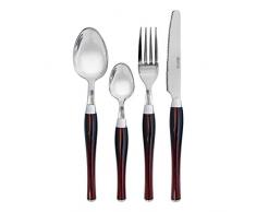 Bergner Cubertería de 24 Piezas en Acero Inoxidable con Mango en Color, Burgundy, Centimeters