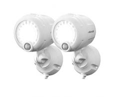 Mr. Beams Lámpara con sensor de movimiento activado MB360XT BRN 02 01, inalámbrica, funciona con pilas, para exteriores, LED de 200 lúmenes, plástico, marrón, juego de 2, plástico, Blanco, Pack de 2