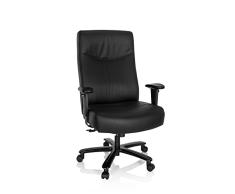 hjh OFFICE 738123 Silla de Escritorio XXL Everest II Cuero Negro, Silla giratoria, SillÃ³n, Acolchada, soporta hasta 180 kg, Robusto